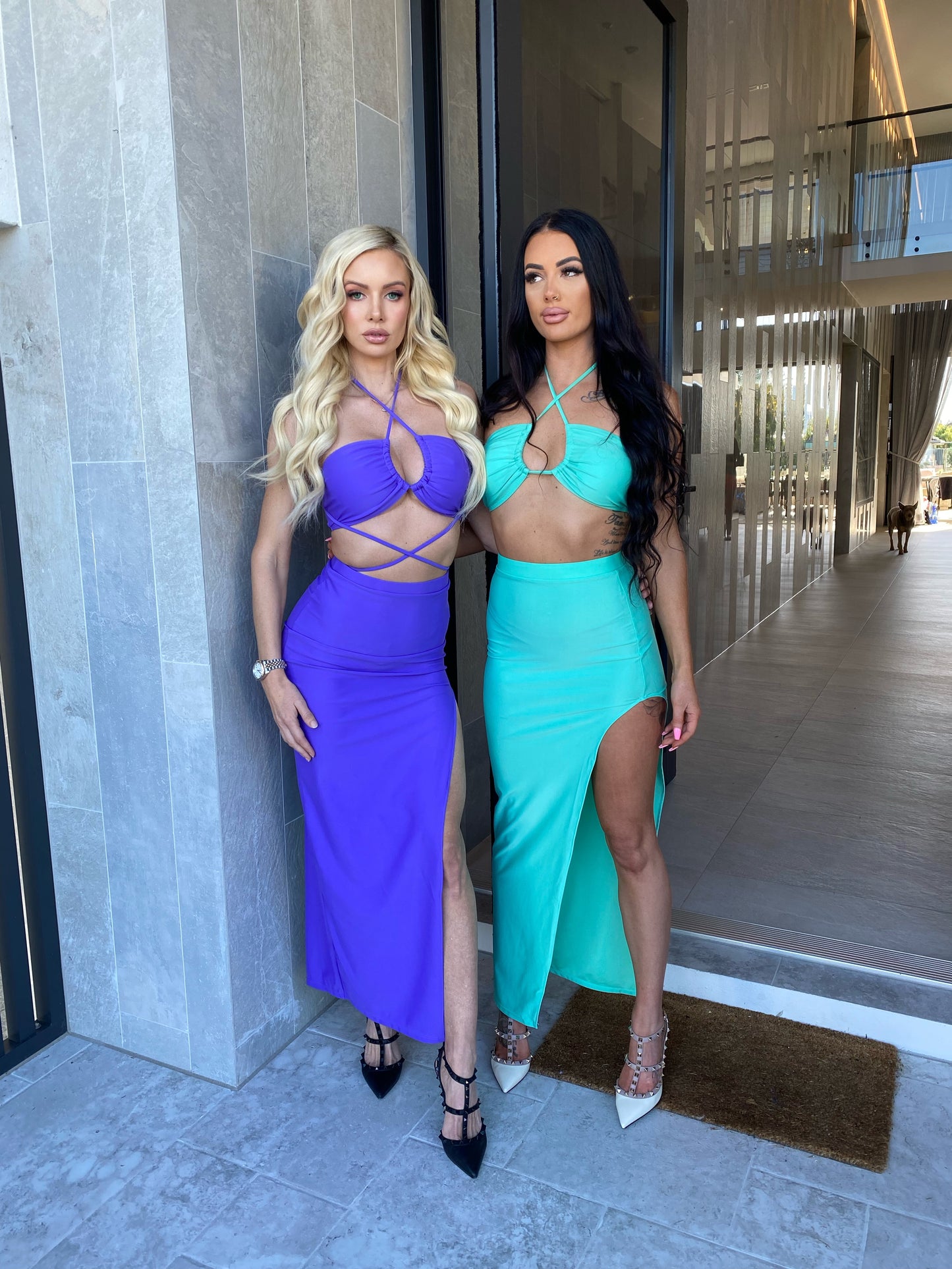 Two Piece Set - Turquoise Bralette Top
