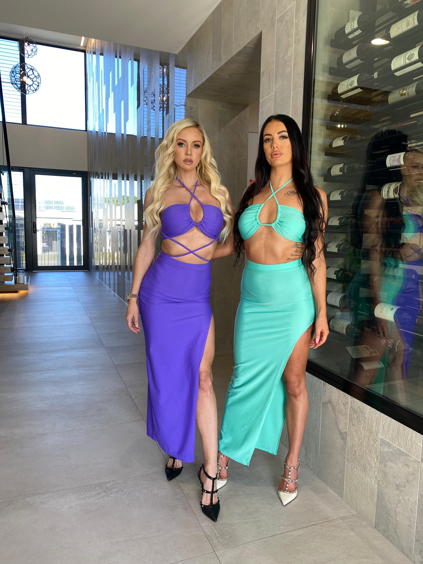 Two Piece Set - Violet Midi Skirt